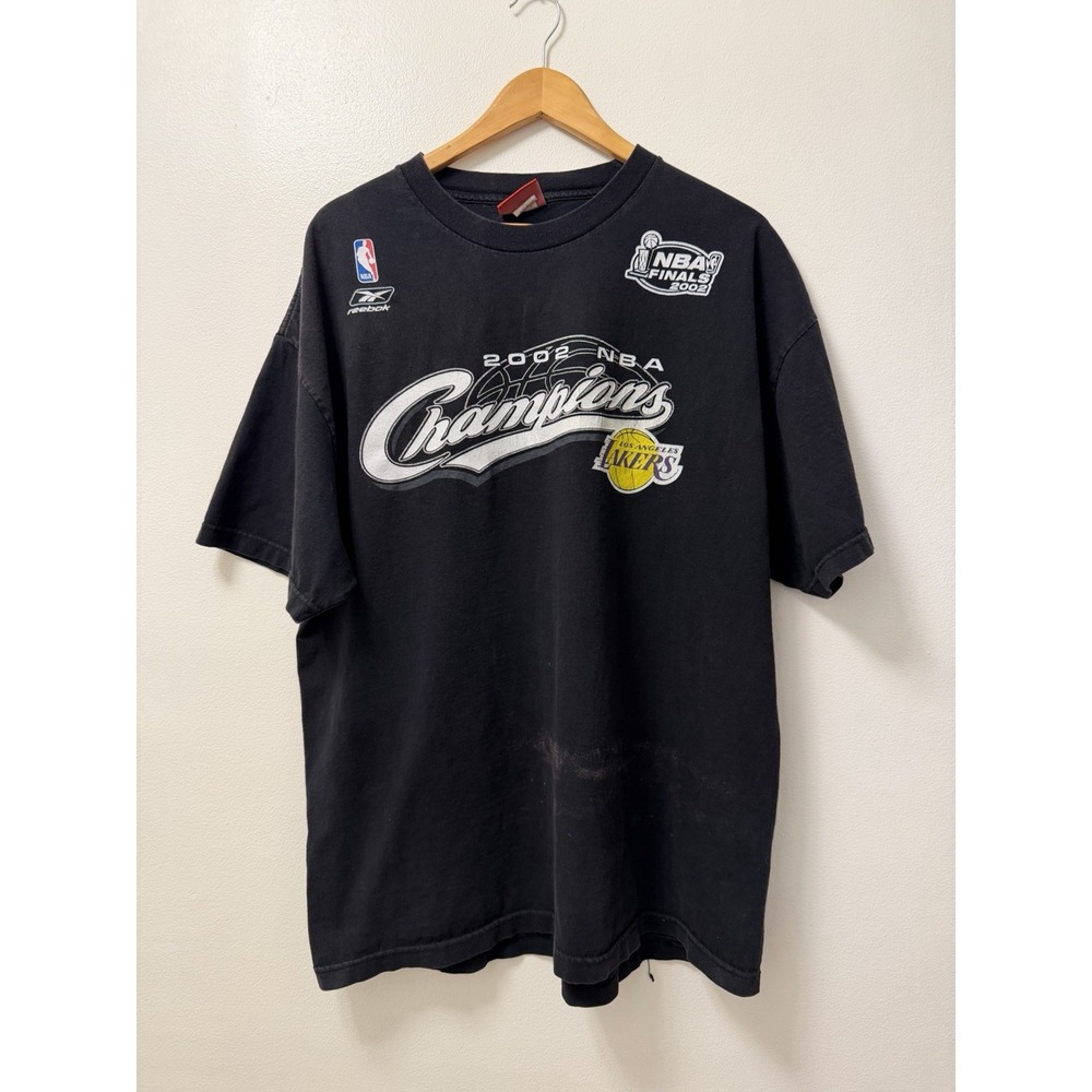 VTG Reebok L A Lakers 2002 NBA Finals Champions Black T Shirt Men's XL USA Made